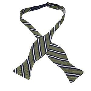 Carolina Pines Mens Striped Self-Tie Bow Tie Green Navy Blue White Made in South
